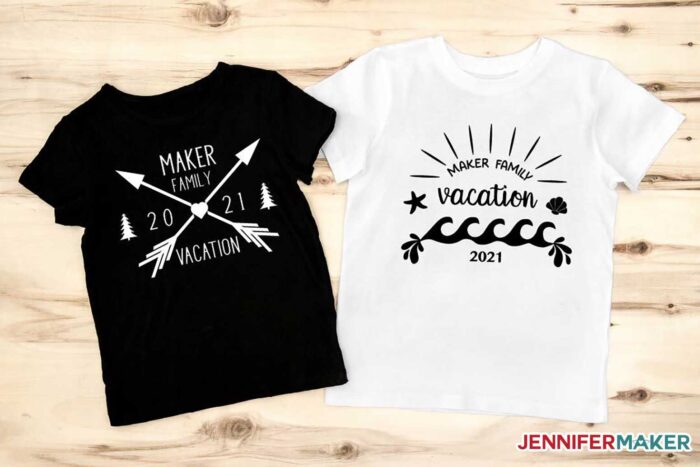 Black and White Family Vacation T-Shirts Made on a Cricut