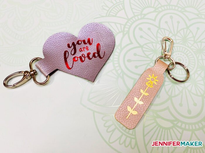 Easy Faux Leather Keychains with Iron-On Vinyl, Cut on a Cricut!