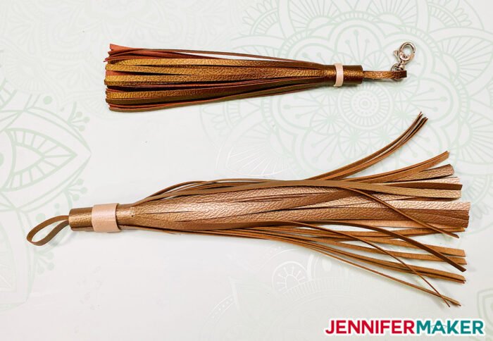 Pretty faux leather tassels cut on a Cricut!