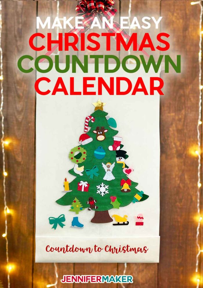 Make a Felt Christmas Tree Advent Calendar on a Cricut cutting machine with free patterns