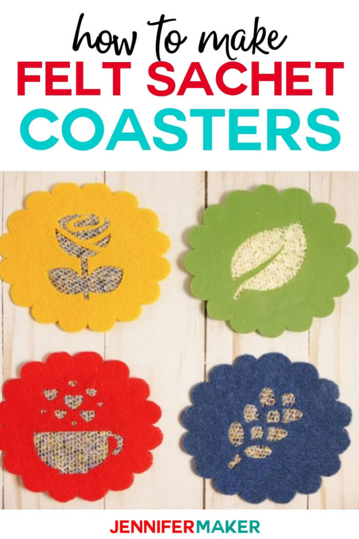 Learn how to make felt sachet coasters with this step by step tutorial. These coasters are perfect for chilly autumn days or even to give as a gift. #cricut #cricutmade #cricutmaker #cricutexplore #svg #svgfile