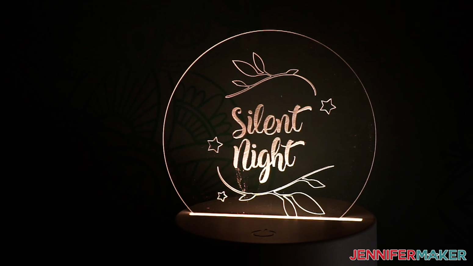 fill designs jennifermaker engraved nightlight for the holidays silent night in kite script font with graphic design elements