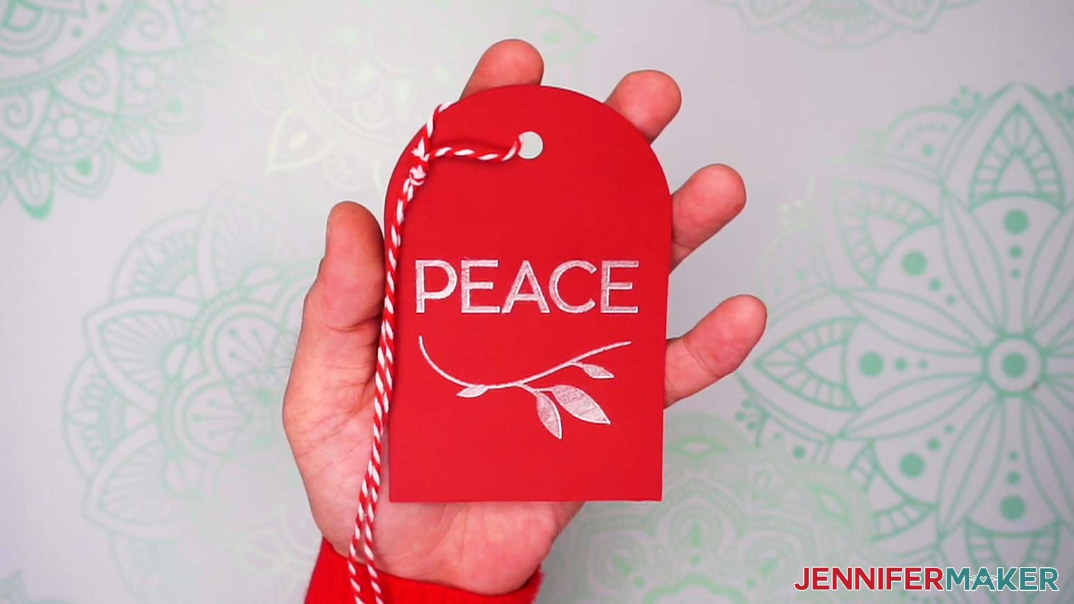 fill designs jennifermaker peace silver gift tag with spiral jute red and white seasonal