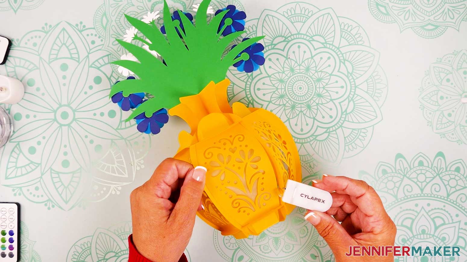 Place the fairy lights wire inside the flower bouquet lantern and keep the battery pack accessible on the outside.