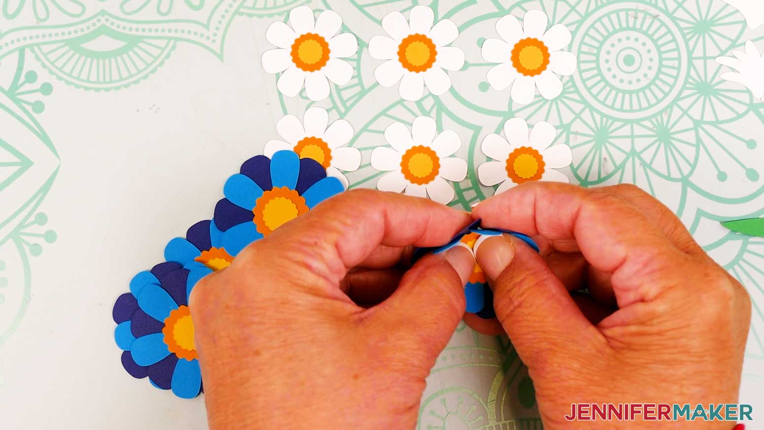 Use your fingers to fold up and shape the petals around the flower center.