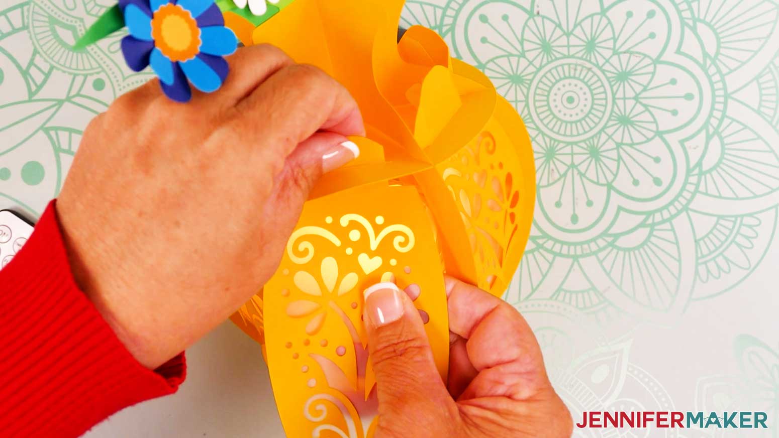 Once your lights are inserted, slot in the final flower bouquet lantern panel.