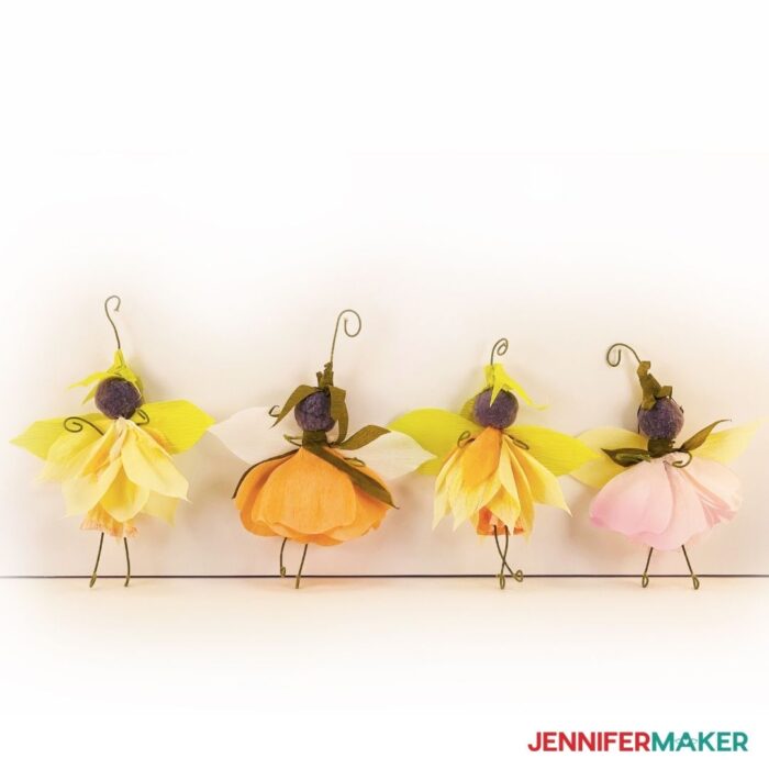 A group of flower fairy dolls
