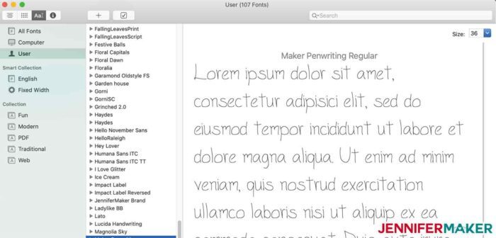 Font Book makes Cricut Fonts Lists on the Mac