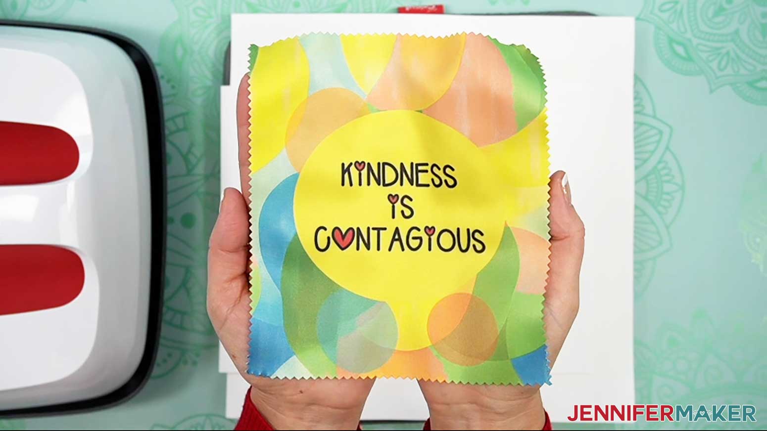 Sublimation lens cloth with kindness is contagious design.