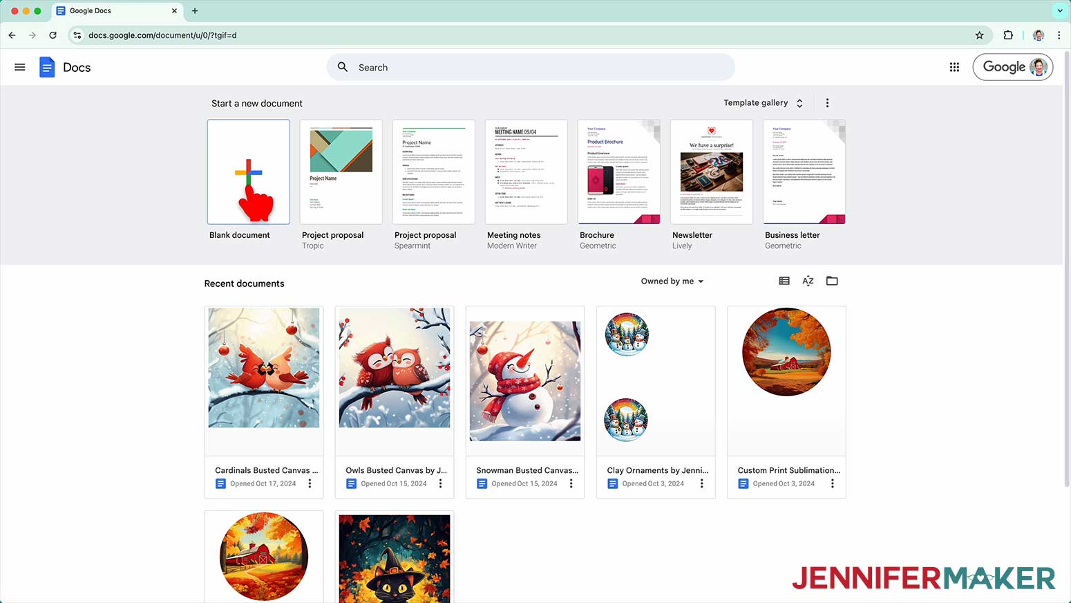 Open Google docs on an Apple computer and click "Blank Document"