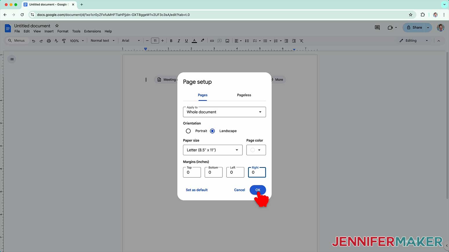 For an Apple computer, go to the file menu, click page setup and change your margins to zero.
