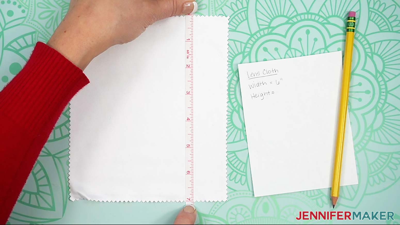 With a ruler, measure the width from left edge to right edge, then the height from the top to bottom.
