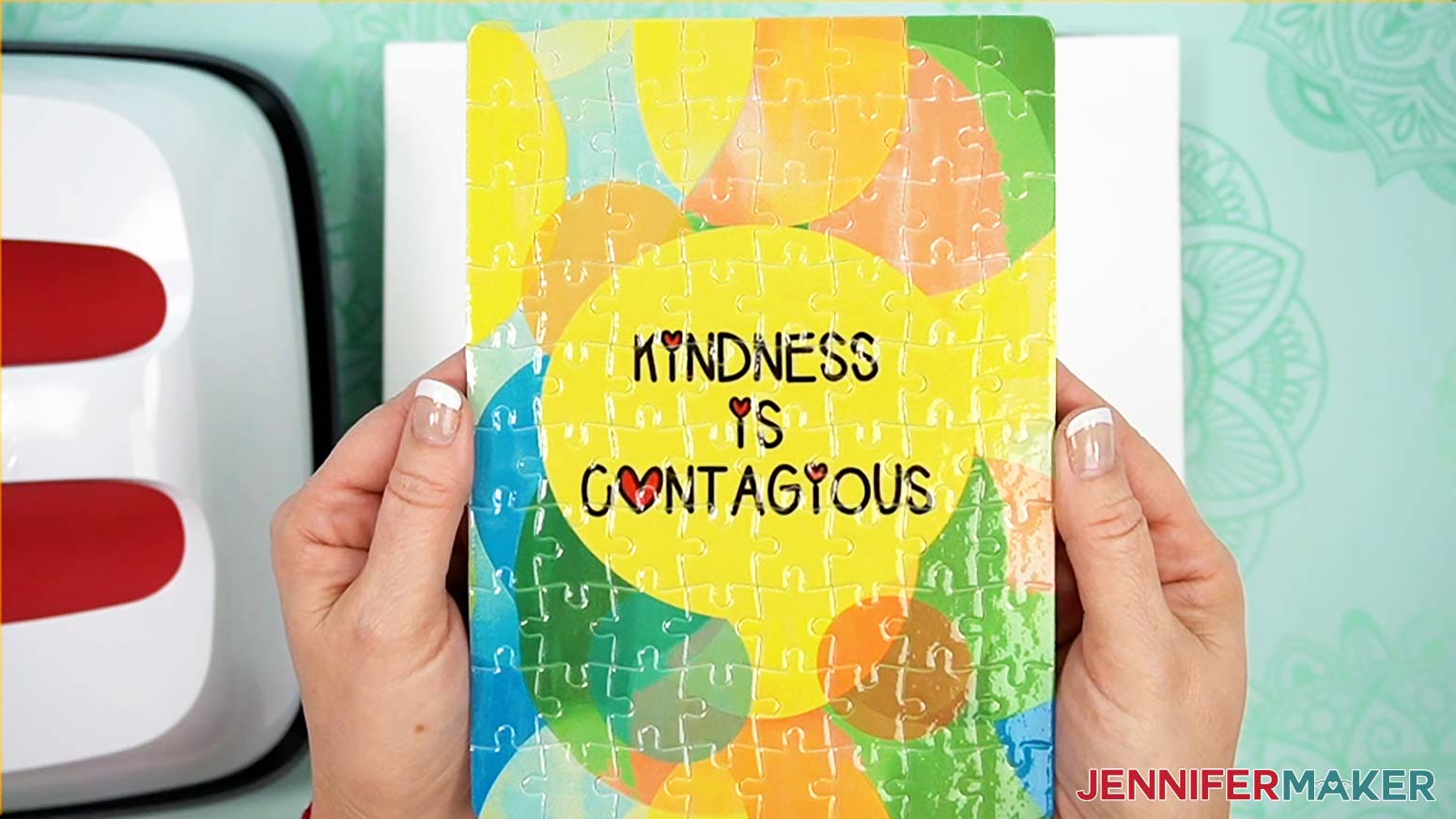 Sublimated puzzle with "Kindness is Contagious" design