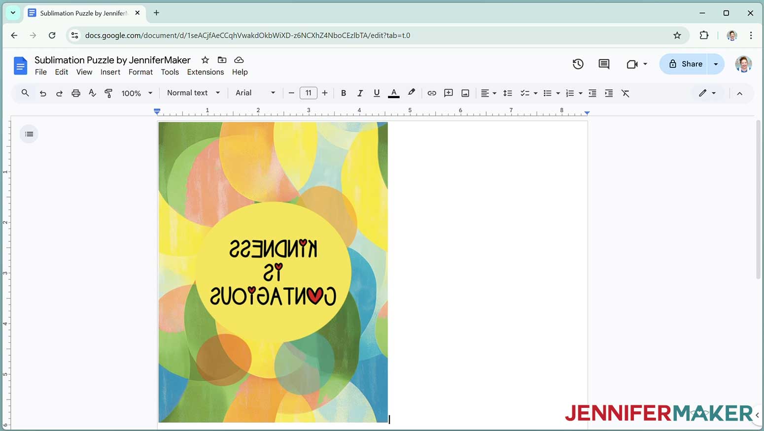 On a Windows computer, the mirrored image will be placed on the Google Docs Canvas.