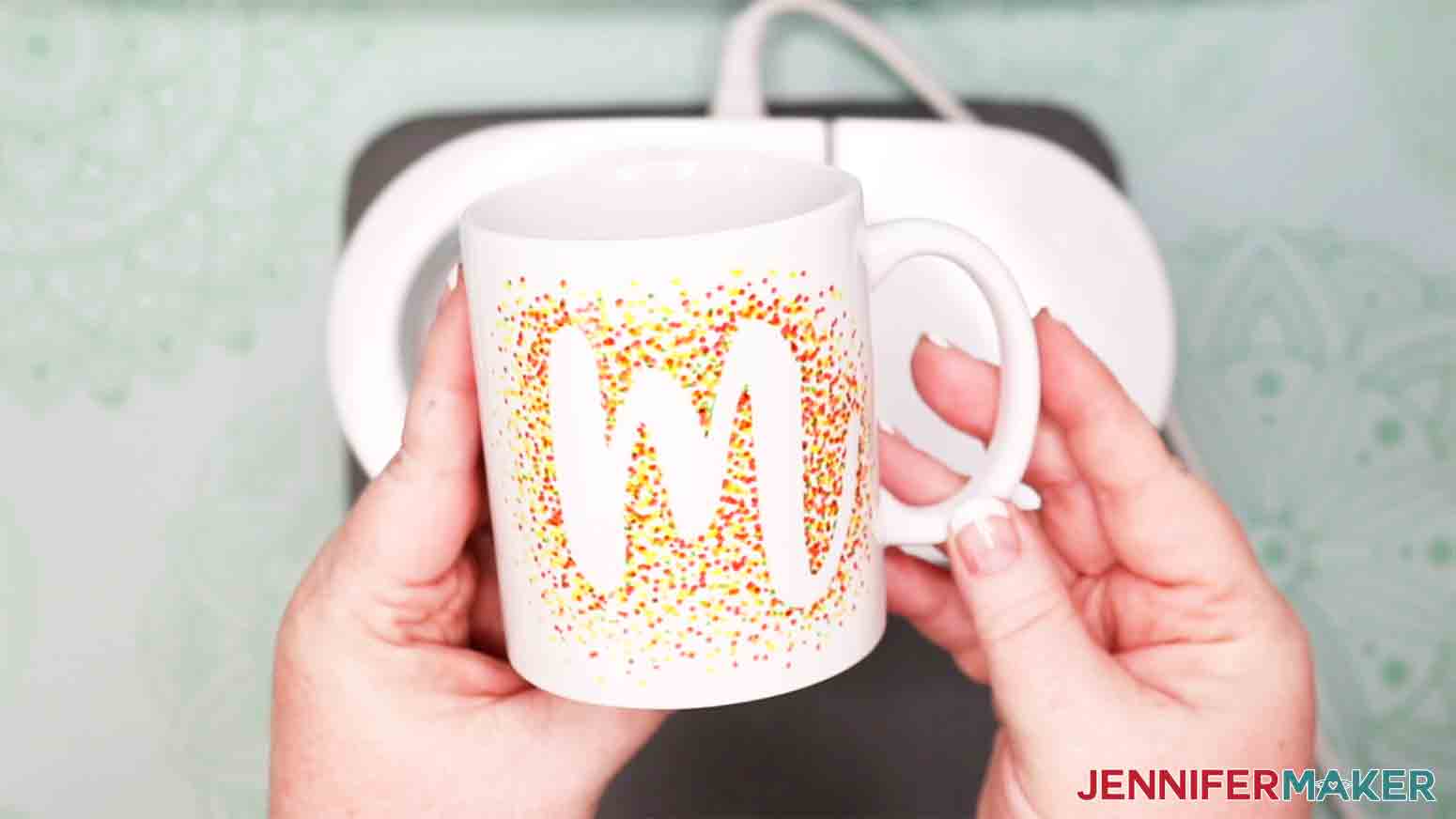showing the letter m freehand mug