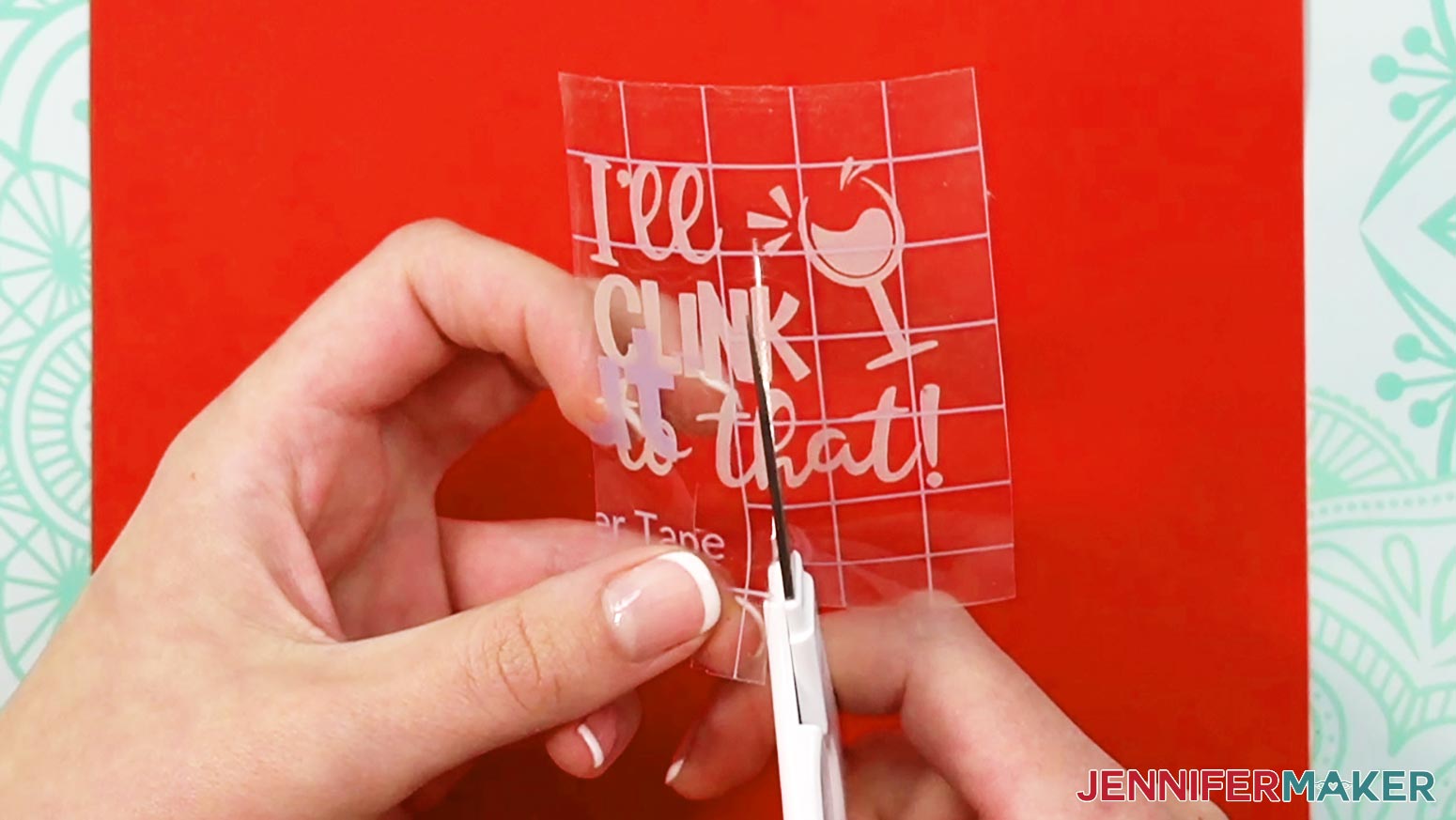 Cut the transfer tape close to the vinyl in multiple locations to allow it to apply more smoothly onto the curved glass.