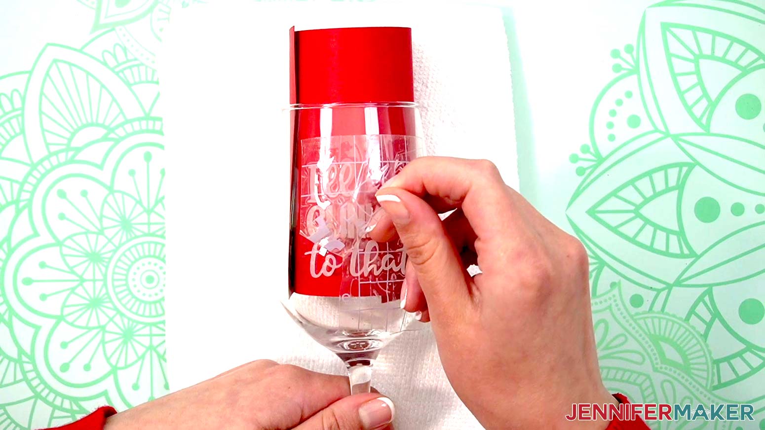 Remove the StrongGrip transfer tape away from the glass to leave the frosted vinyl behind.