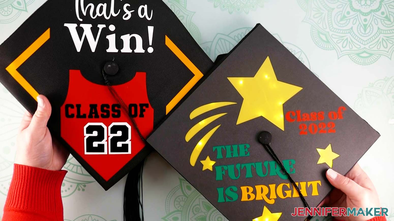 completed Star and Sports Graduation Cap Ideas together