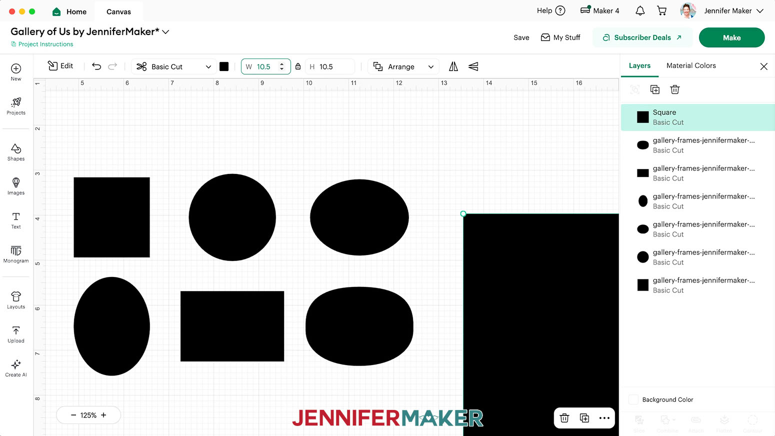 Enter 10.5 in the width size field. The height with automatically adjust to the same measurement.