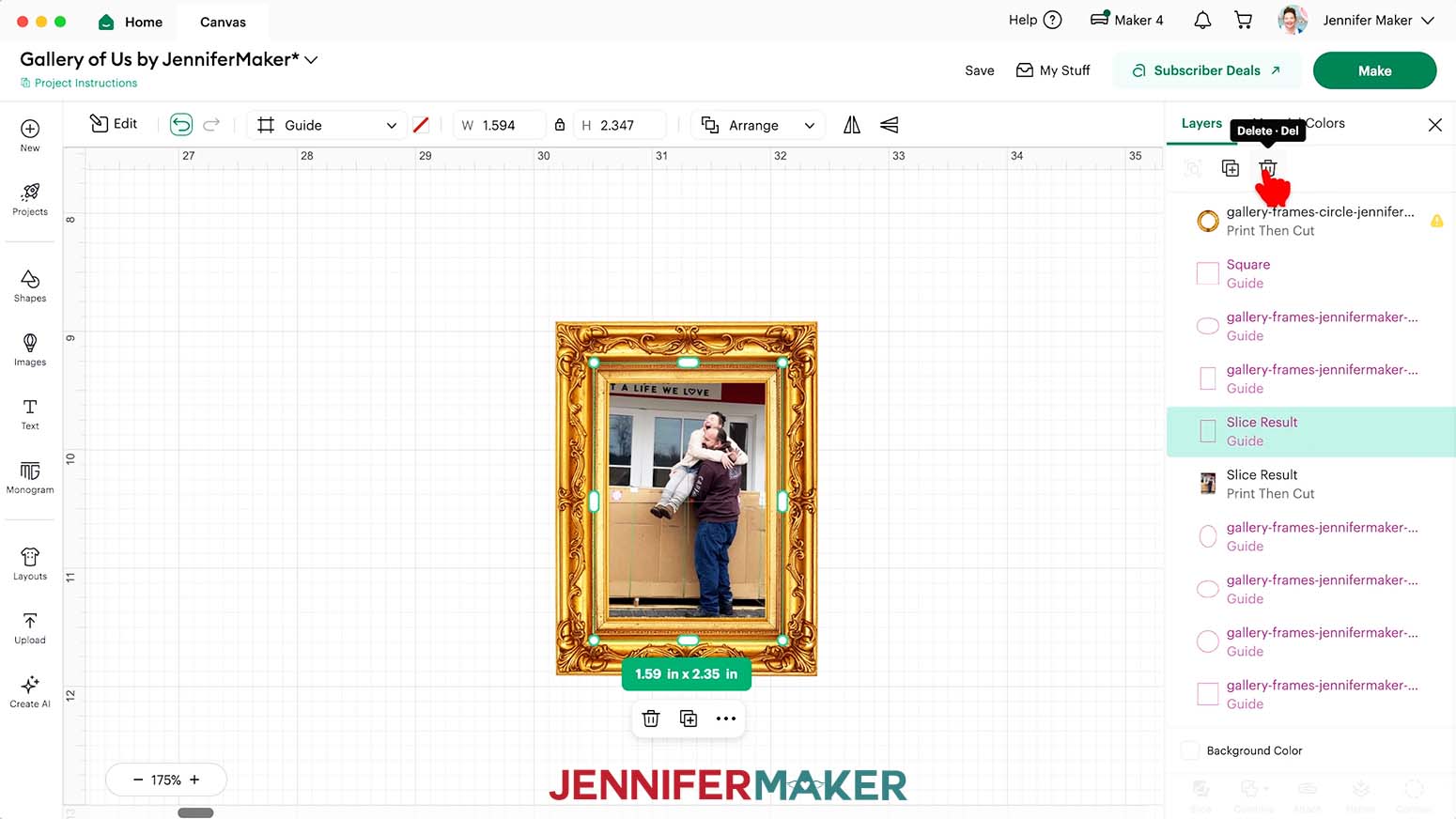 Select the extra slice result layers and delete them.