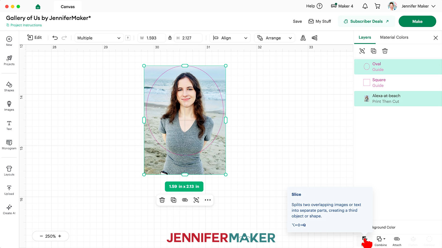 With the guide and photo selected, click the Slice icon.