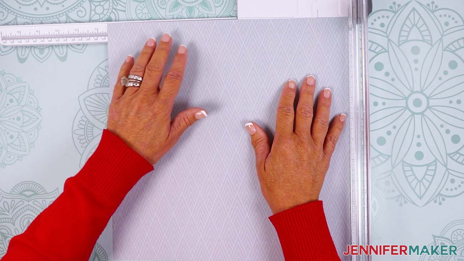 Align the left edge to the 10.5" mark to cut the width for the back wallpaper piece.