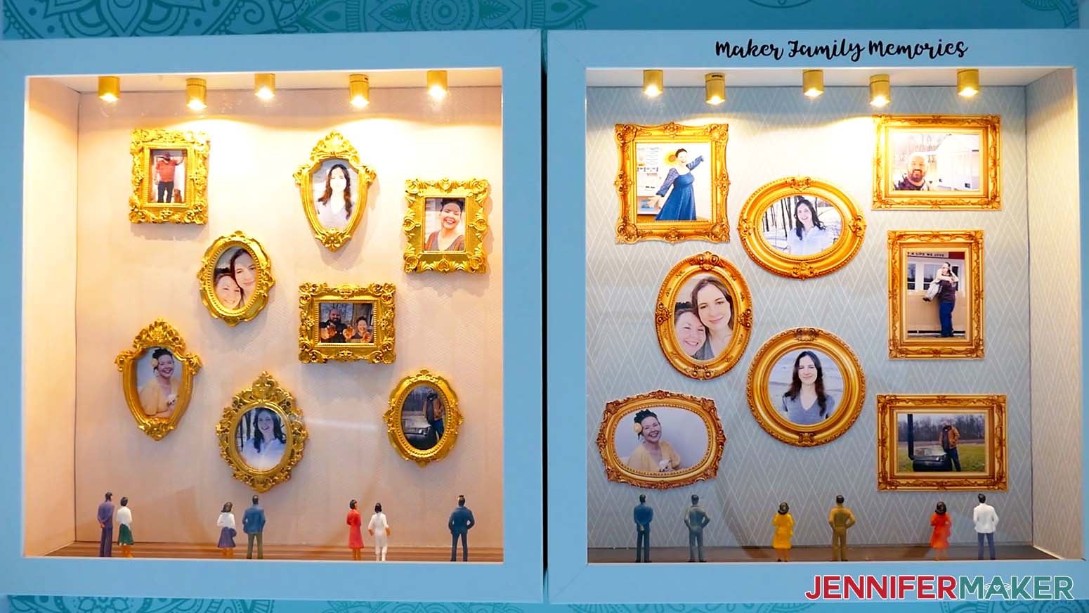 Two complete Gallery of Us frames with mini gold frames and print then cut frames.