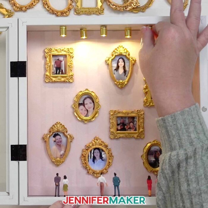 Twisting on the the shadow box's tiny spotlights.