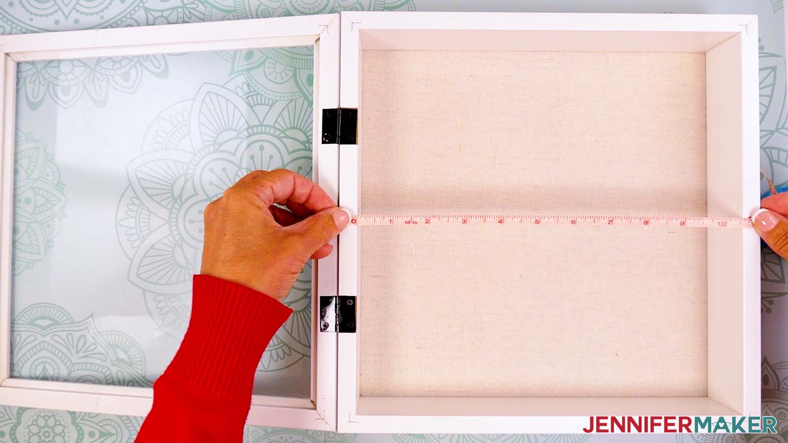 The width of the shadow box measures 10.5" wide.