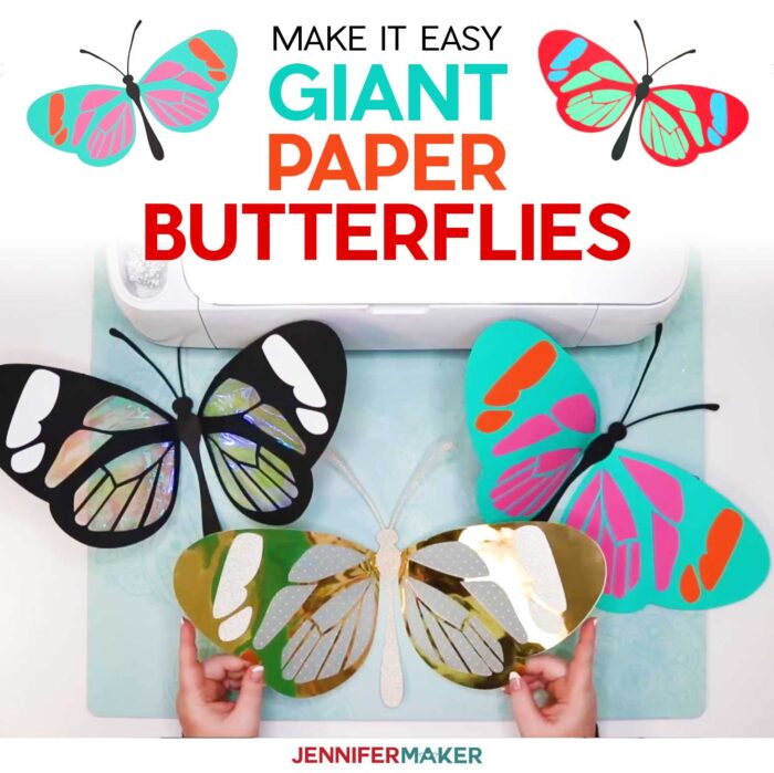 Make Giant Paper Butterflies with wings that bend and move! Full tutorial and free pattern. #cricut #butterfly #papercraft
