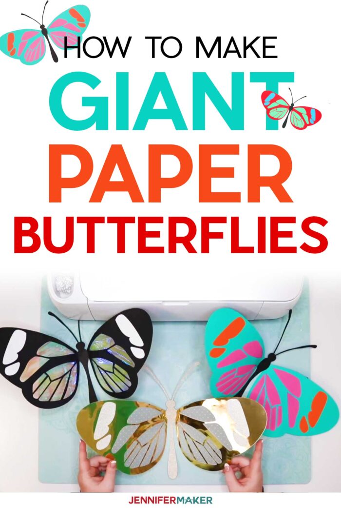 Make Giant Paper Butterflies with wings that bend and move! Full tutorial and free pattern. #cricut #butterfly #papercraft