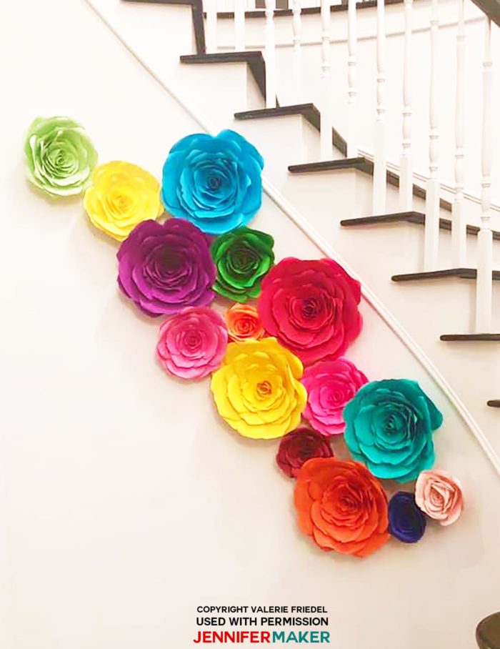 Giant paper rose arrangement for a wedding shower #cricut #cricutmade #svgfile #paperflowers