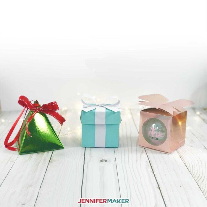 Christmas Gift Card Holder Boxes with Ribbon & Glitter (Set of 4)