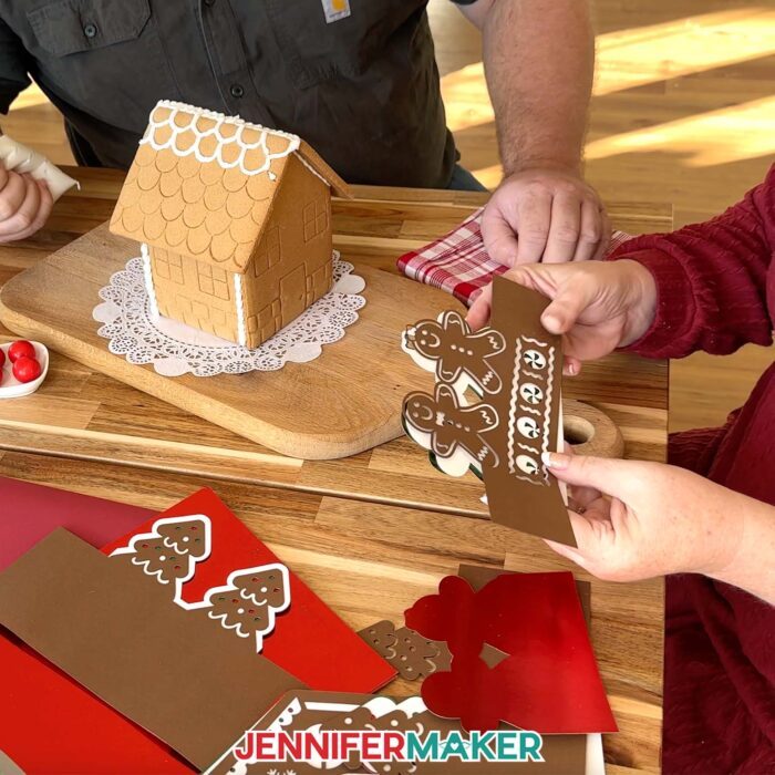 Jennifer Maker and Greg make a Gingerbread House Pop-Up Card amidst also making a real gingerbread house