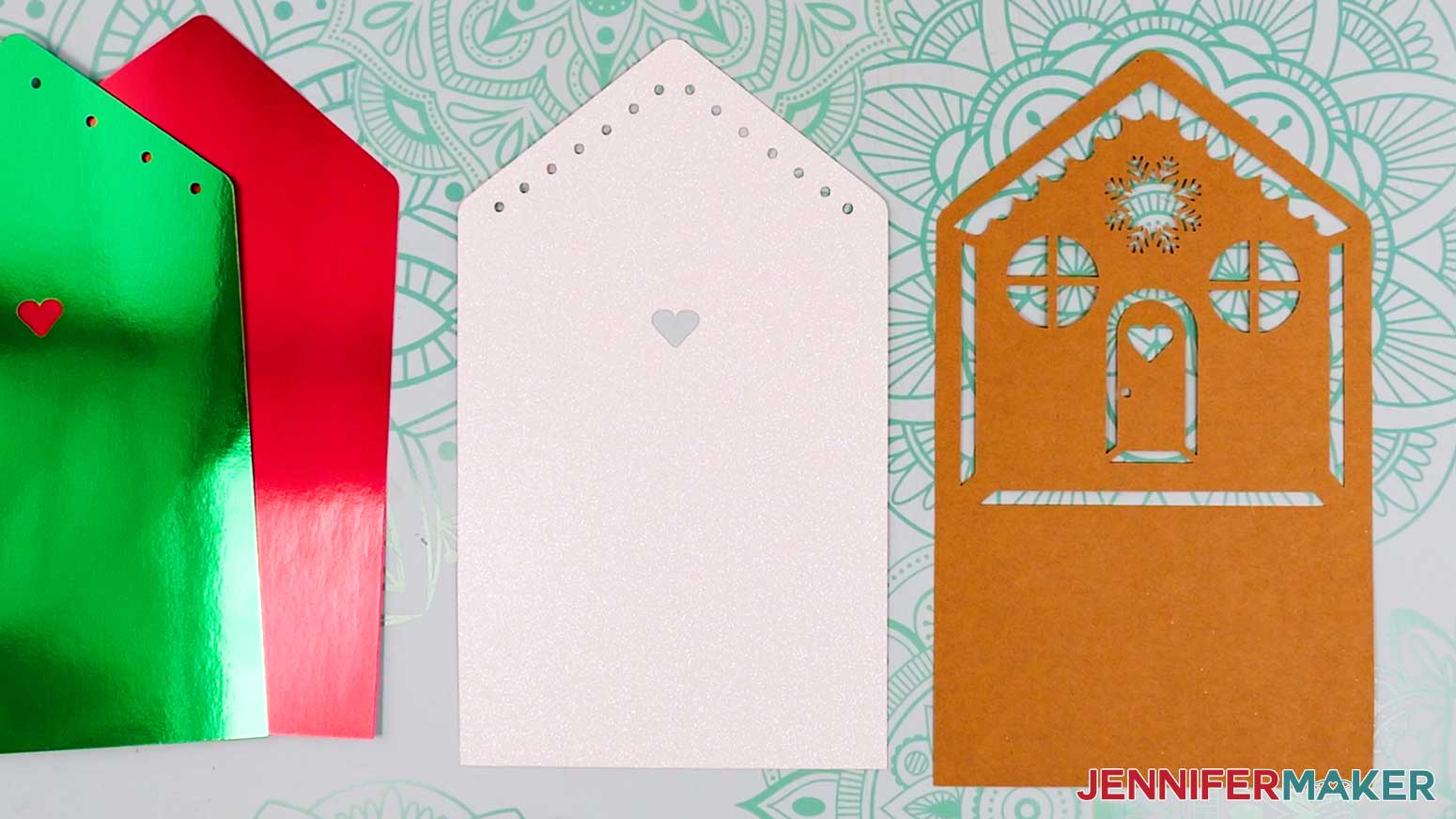 Flip the first house tier layer for the gingerbread house card face down.