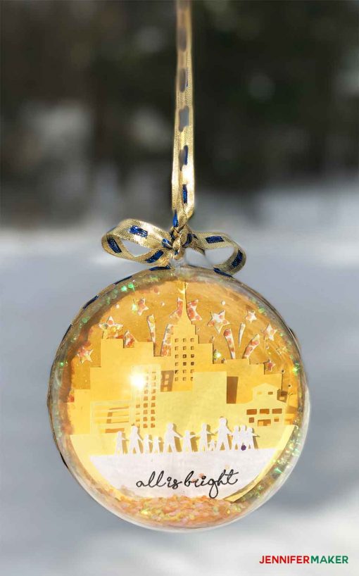 DIY Glitter Ball Ornament, Two Sides, Two Scenes | Silent Night | All is Calm, All is Bright | Christmas Ornament | Free SVG Cut Files