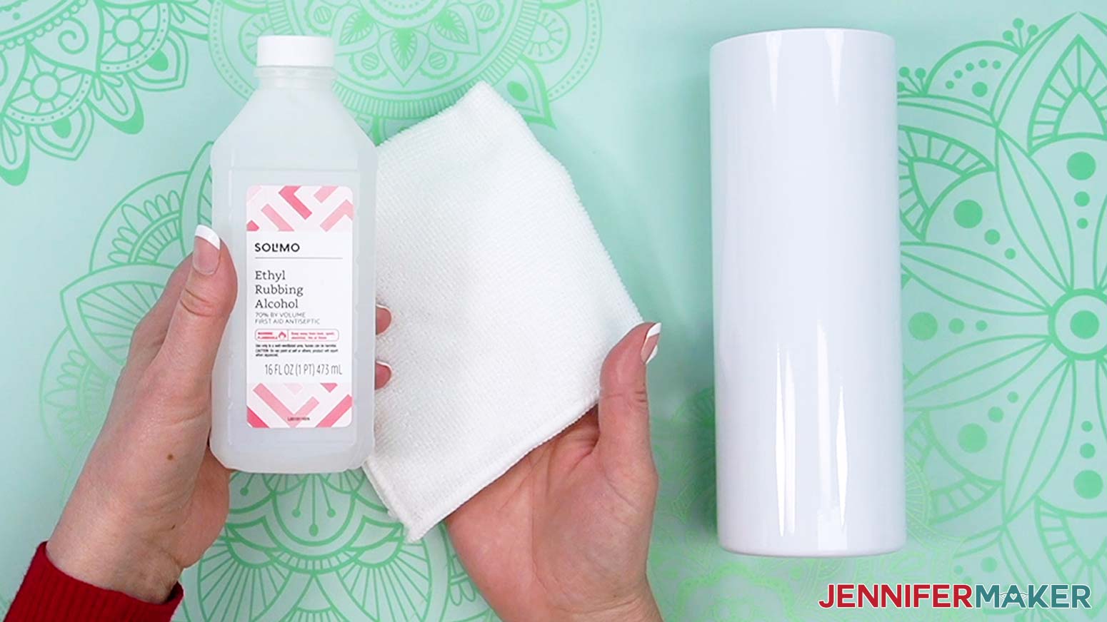 Clean a tumbler with rubbing alcohol and a lint-free cloth