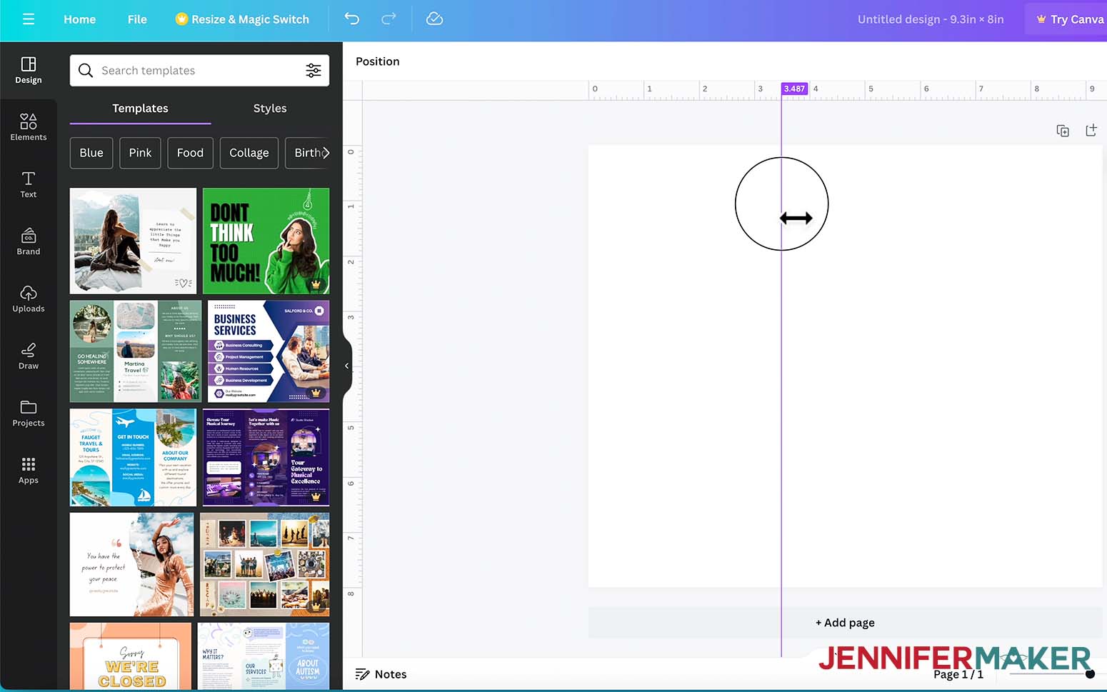 Click and drag from a ruler to the canvas to add a guide.