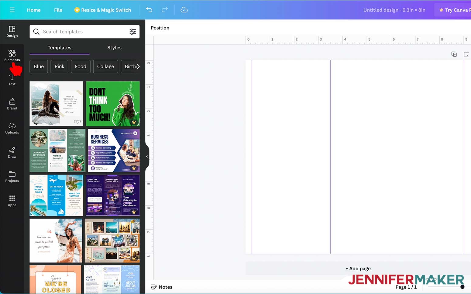 Using elements in Canva