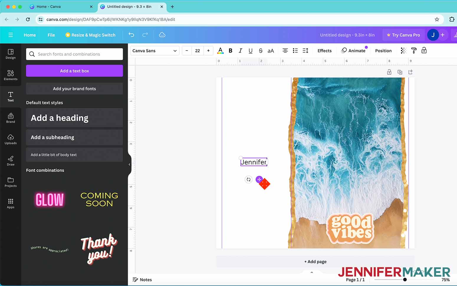 Move text in Canva