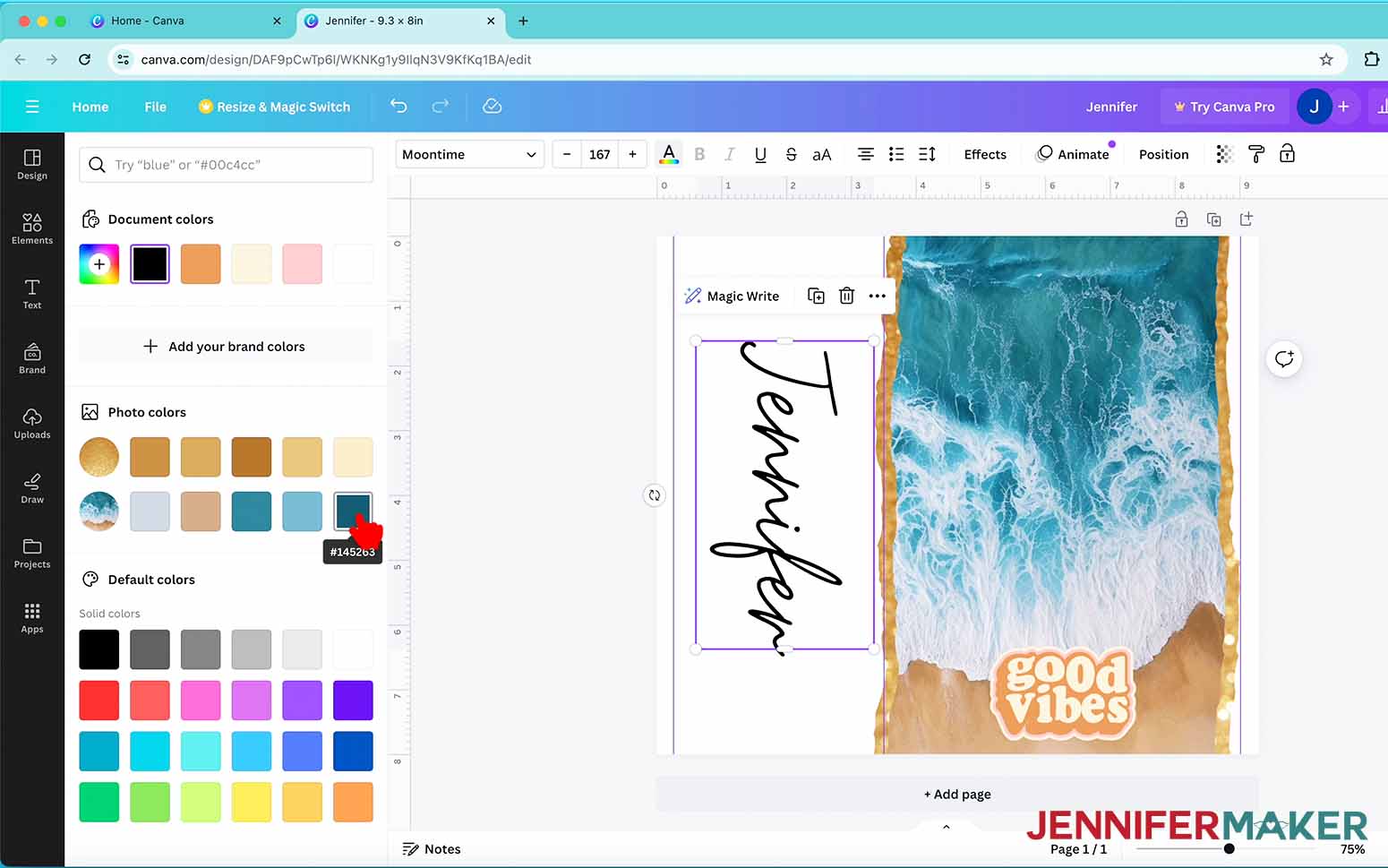 Select colors from a photo in Canva