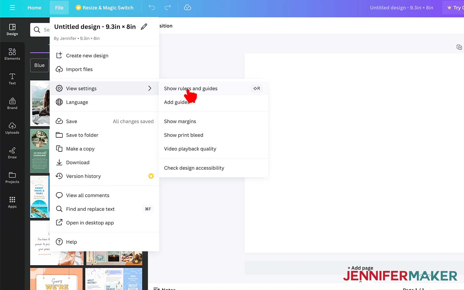 Add guides in Canva