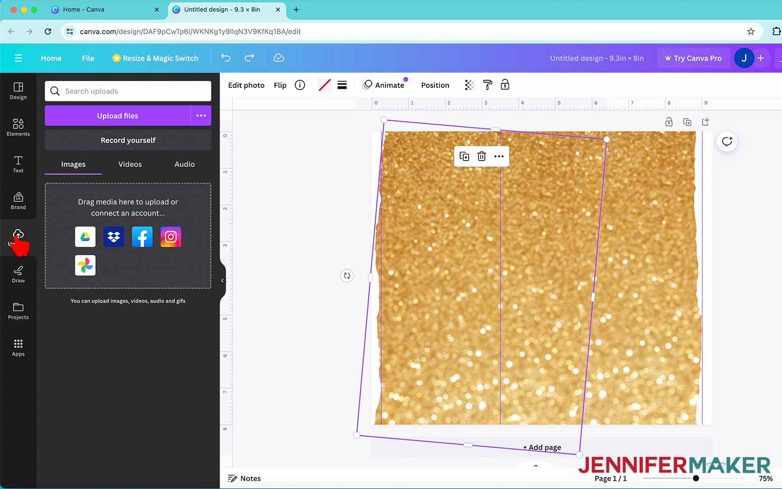 Uploads in Canva