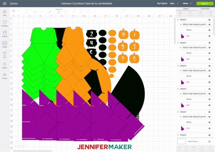 Halloween Countdown Calendar uploaded to Cricut Design Space