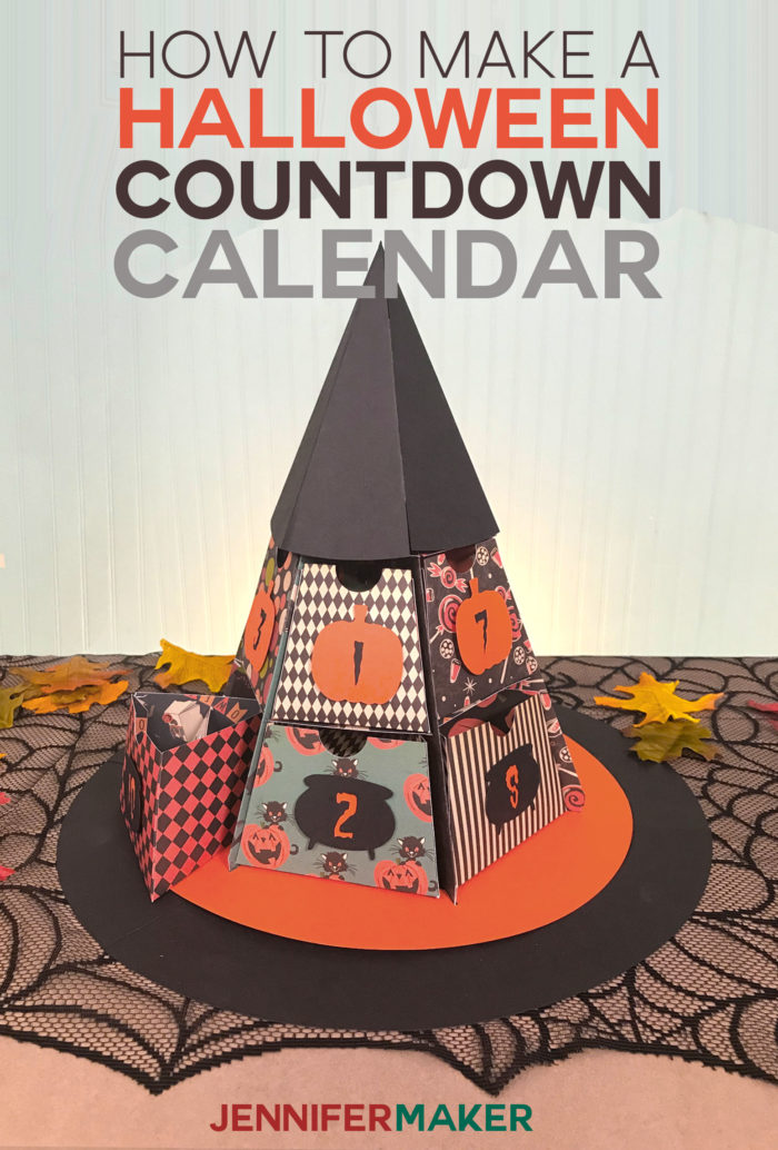 DIY Halloween Countdown Calendar: Witch Hat with Treat Boxes | Made on a Cricut #halloween #papercraft #cricut