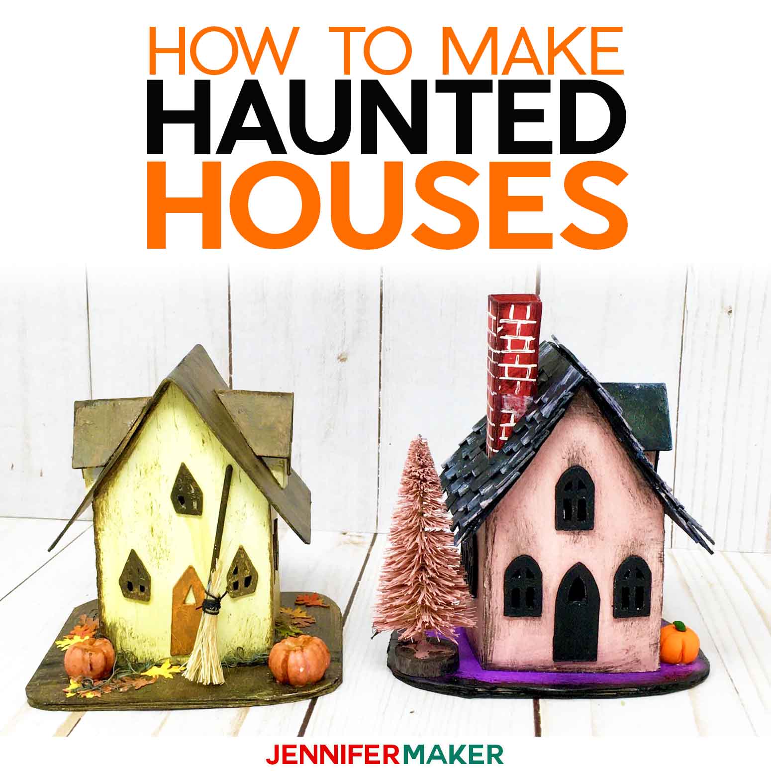Make Paper Haunted Houses for Halloweens with these free SVG cut files for Cricut and patterns for handcutting #svgcutfile #cricut #halloween