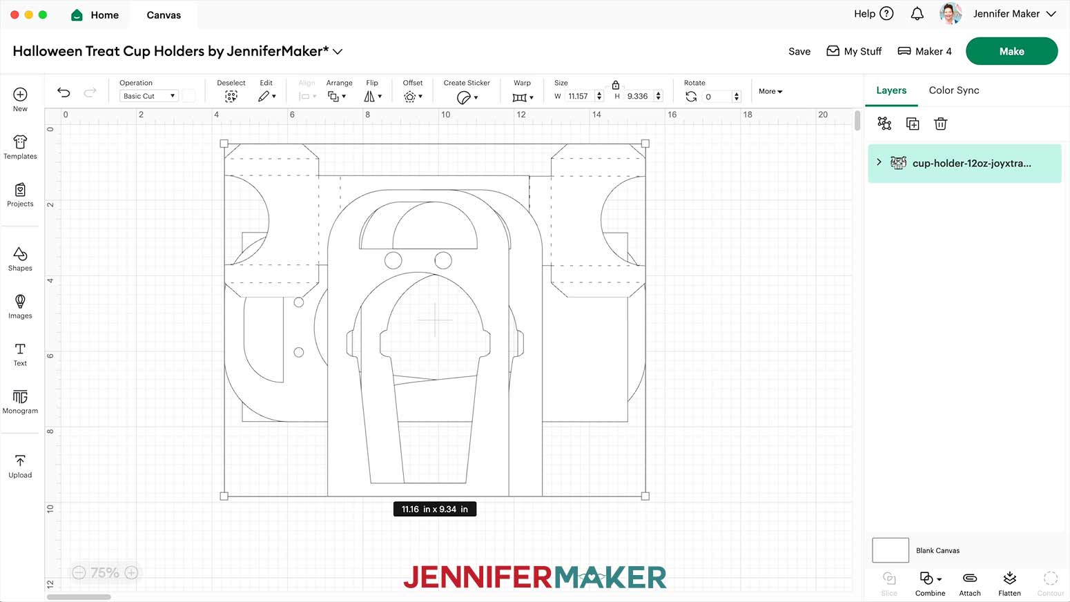 The Joy Xtra Halloween treat cup holder assembly pieces will have two separate base parts, two separate decorative panel parts, and two separate pieces for the inside cup holder part.