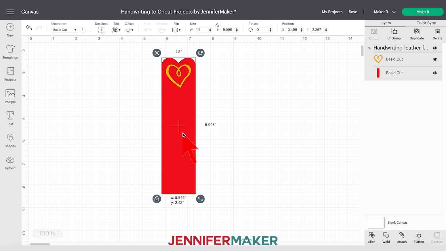 Importing handwriting bookmark SVG in Design Space