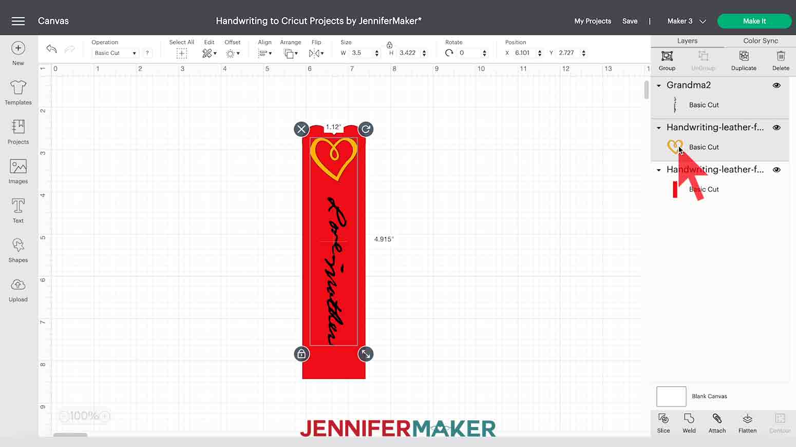 Selecting handwriting bookmark layers