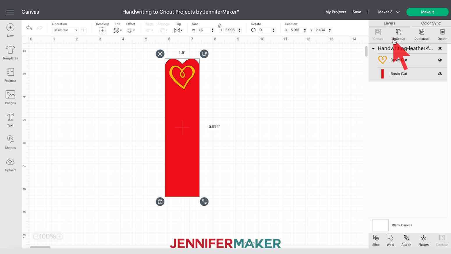 Ungrouping handwriting bookmark layers